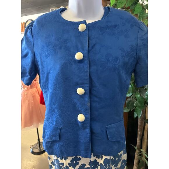 Vintage David Warren New York Women’s Navy Blue Dress & Jacket 2-Pc Set - Size 6 - Picture 3 of 9